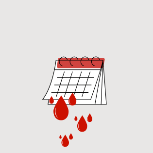 Calendar with blood drops falling out